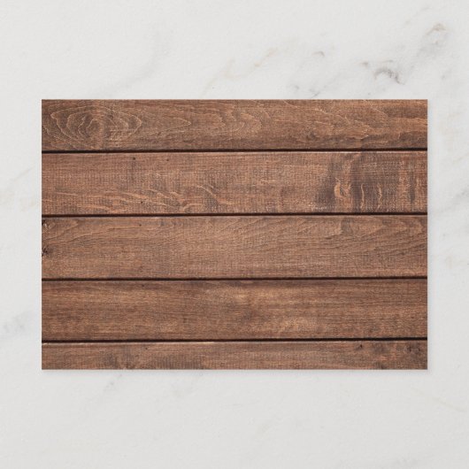 Ruw hout wilde bloemen bloemstuk bruiloftsreceptie informatiekaartje (Achterkant)