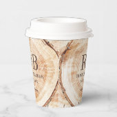 Ruw houten gesneden monogram verlovings- bruiloft papieren bekers (Rechts)