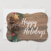 Ruw-houten landelijke Kerstvakantie Feest Uitnodig Kaart (Achterkant)