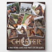 Ruw houten paardengedenkteken met 10 foto's fotoplaat (Voorkant)
