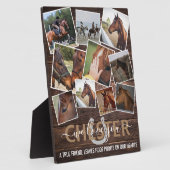 Ruw houten paardengedenkteken met 10 foto's fotoplaat (Zijkant)