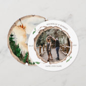 Ruw houten plak foto Save The Date kaart (Voorkant / Achterkant)