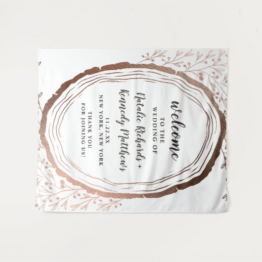 Ruw Houten Schijf Koperfolie Herfst Bruiloft Welko Wandkleed (Voorkant (horizontaal))