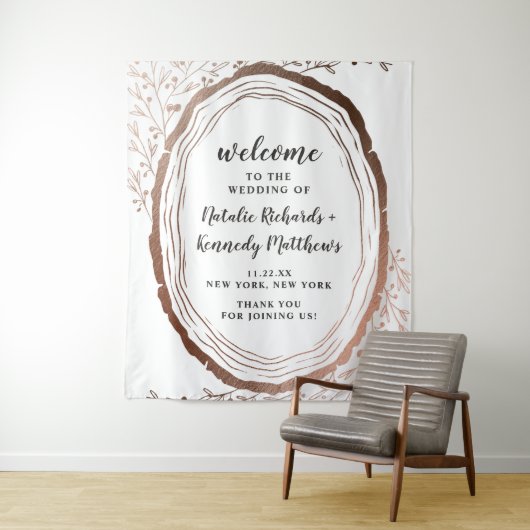 Ruw Houten Schijf Koperfolie Herfst Bruiloft Welko Wandkleed (In situ)
