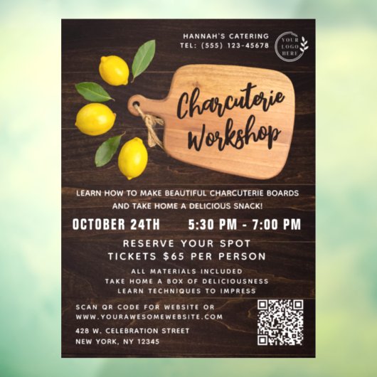 Ruw Houten Snijplank Citrus Kookscript Raamsticker (Vel 3)