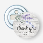 Ruw Houten Textuur Lavendel Trouw Dank Je Button Flesopener (Voorkant)