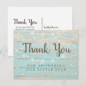 Ruw houtnerfkoord sterren bedankt briefkaart (Voorkant / Achterkant)