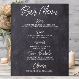 Ruw huwelijksbar gepersonaliseerd drankmenu poster
