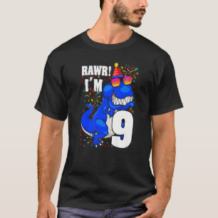 Ruw ik ben 9-jarige jongen Dinosaur 9-jarige Kinde T-shirt