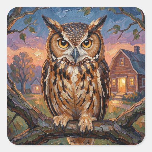 Ruw Impasto Oehoe Vierkante Sticker (Voorkant)
