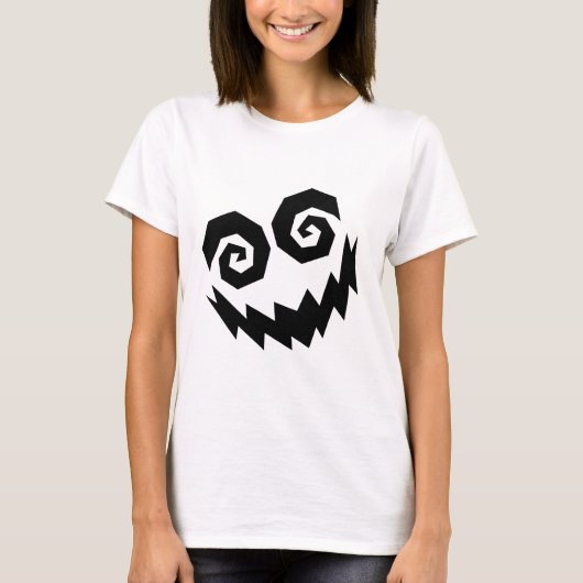 Ruw in het gezicht wit+zwart t-shirt (Voorkant)