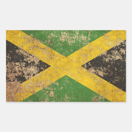 Ruw  Jamaicaanse vlag Rechthoekige Sticker (Voorkant)