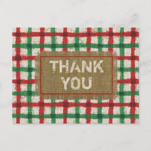 Ruw Jute Rood Groen Karo Kerst Dank Je Briefkaart