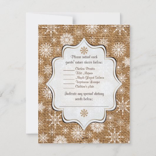 Ruw Jute, Sneeuwvlokken en Herten Trouw-RSvp Kaart (Achterkant)