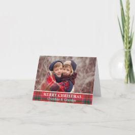 Ruw Kerstmis Plaid Grootouders Foto Feestdagen Kaart