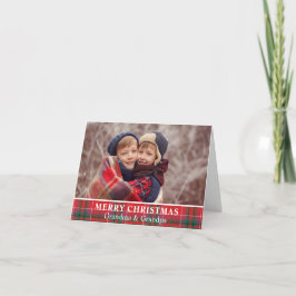 Ruw Kerstmis Plaid Grootouders Foto Feestdagen Kaart
