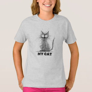 Ruw krabbelende kat – Minimalistische gril T-shirt