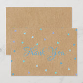 Ruw Kraft Blauwe Harten Script Bedankt (Voorkant / Achterkant)