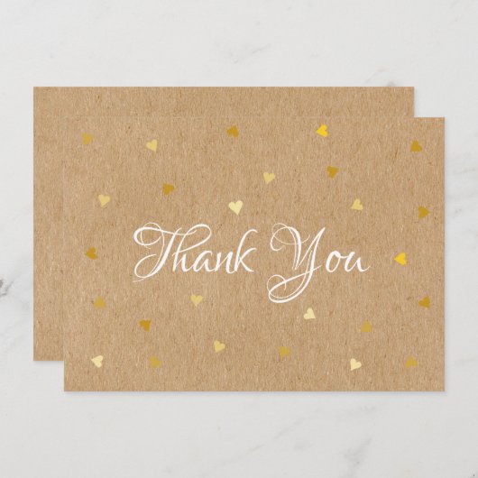 Ruw Kraft Gouden Hartjes Bedankt (Voorkant / Achterkant)