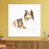 Ruw, lange gepaarde collie canvas afdruk (Insitu (Woonkamer))