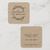 Ruw Laurusblad Handgeschreven Lettertype Vierkante Visitekaartje (Voorkant / Achterkant)