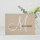 Ruw Linnen Canvas Trouw Be Mijn Bruidsjonker Uitno Kaart (Staand voorkant)