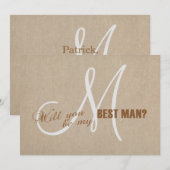 Ruw Linnen Canvas Trouw Be Mijn Bruidsjonker Uitno Kaart (Voorkant / Achterkant)