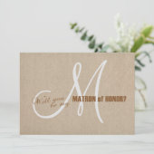 Ruw Linnen Canvas Trouwen Wees Mijn Getuige Kaart (Staand voorkant)