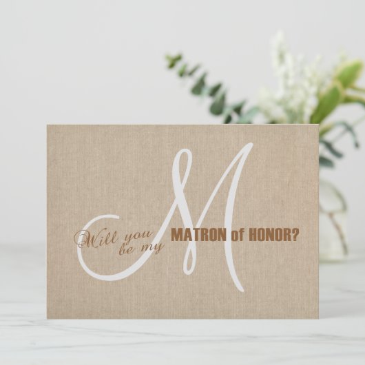 Ruw Linnen Canvas Trouwen Wees Mijn Getuige Kaart (Staand voorkant)