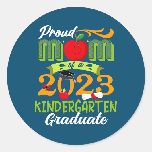 Ruw mam van 2023 Afstuderen kindergarten Ronde Sticker (Voorkant)