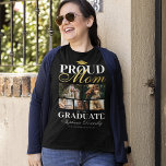 Ruw mam van de Afstuderen T-shirt<br><div class="desc">Afstuderen ceremonie voor zwart en gouden T-shirt met een afgestudeerd morkarton,  5 foto's van je zoon of dochter,  het gezegde "trotse moeder van de afstuderen",  hun naam,  plaats van studie en schooljaar.</div>