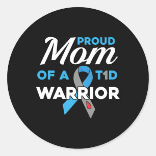 Ruw mam van Diabetes Warrior T1D Awareness Type 1 Ronde Sticker