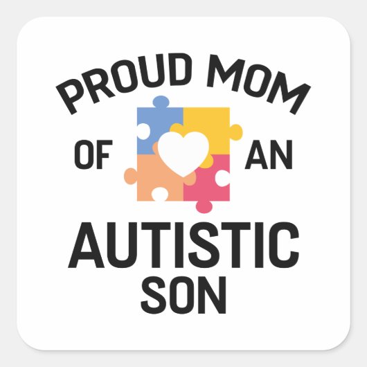 Ruw mam van een autistische zoon vierkante sticker (Voorkant)