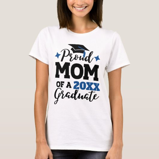 Ruw mam van een in 2022 afstuderen zwart blauw pet t-shirt (Voorkant)