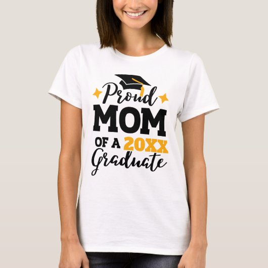 Ruw mam van een in 2022 afstuderen zwarte gouden p t-shirt (Voorkant)