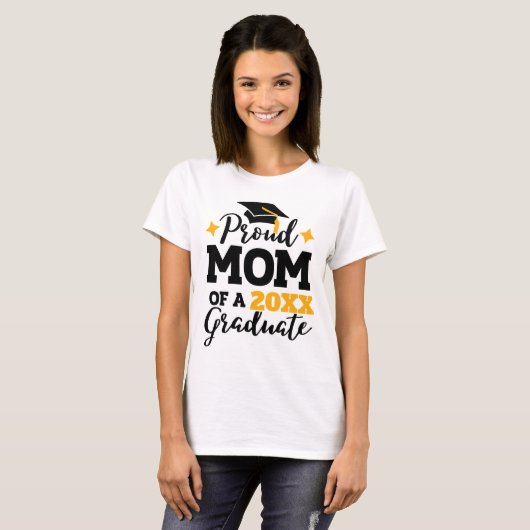 Ruw mam van een in 2022 afstuderen zwarte gouden p t-shirt (Voorkant volledig)