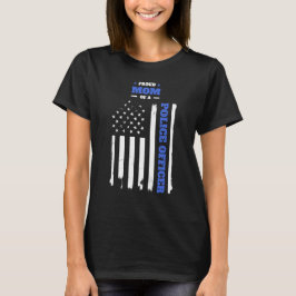 Ruw mam van een politieagent met vlag t-shirt