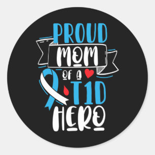 Ruw mam van een T1D-hero type 1 diabetes mam Aware Ronde Sticker