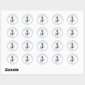 Ruw maritiem blauwe anker bruiloft ronde sticker (Vel)