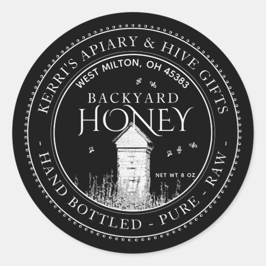 Ruw met voorgevulde buik ronde sticker (Voorkant)