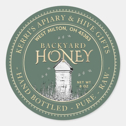 Ruw met voorgevulde buik ronde sticker (Voorkant)