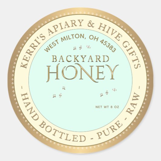 Ruw met voorgevulde buik ronde sticker (Voorkant)