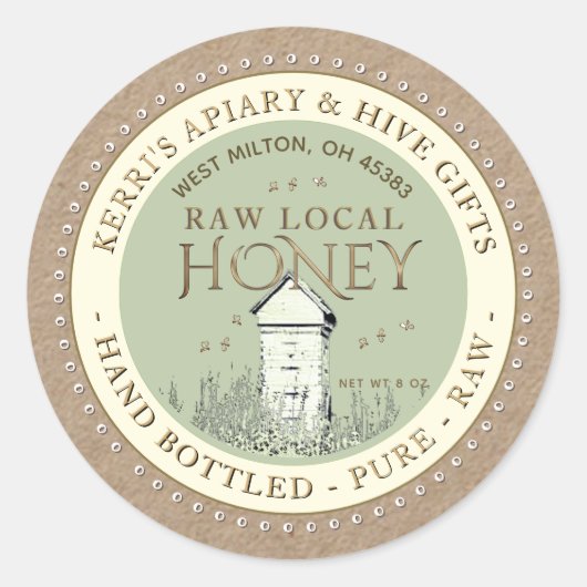 Ruw met voorgevulde buik ronde sticker (Voorkant)