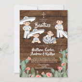 Ruw Mexicaans Zilveren Charro Broer of Zus Bautizo Kaart (Voorkant)