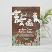 Ruw Mexicaans Zilveren Charro Broer of Zus Bautizo Kaart (Staand voorkant)