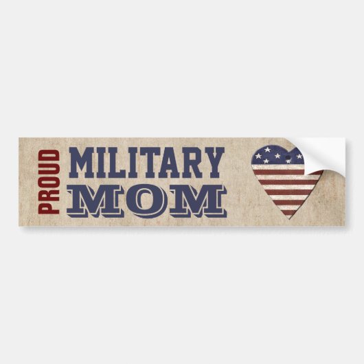 Ruw militaire mam met patriottisch hart bumpersticker (Voorkant)