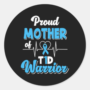 Ruw moeder van een T1D-wortel Diabetische diabetes Ronde Sticker
