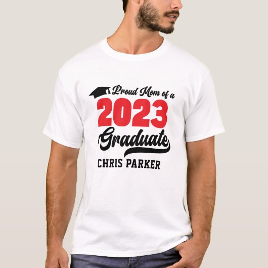 Ruw MOM van een 2023 Afstuderen modern rood script T-shirt (Voorkant)