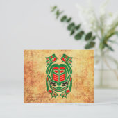 Ruw Native Haida Art Frog, rood groen Briefkaart (Staand voorkant)