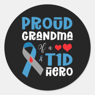 Ruw oma van A T1D Hero type 1 diabetes waren Ronde Sticker